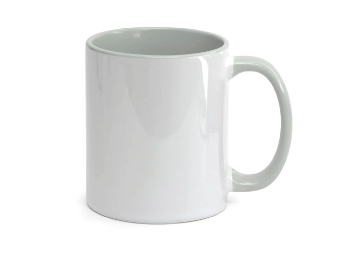Caneca Cerâmica Alça e Interior Cinza