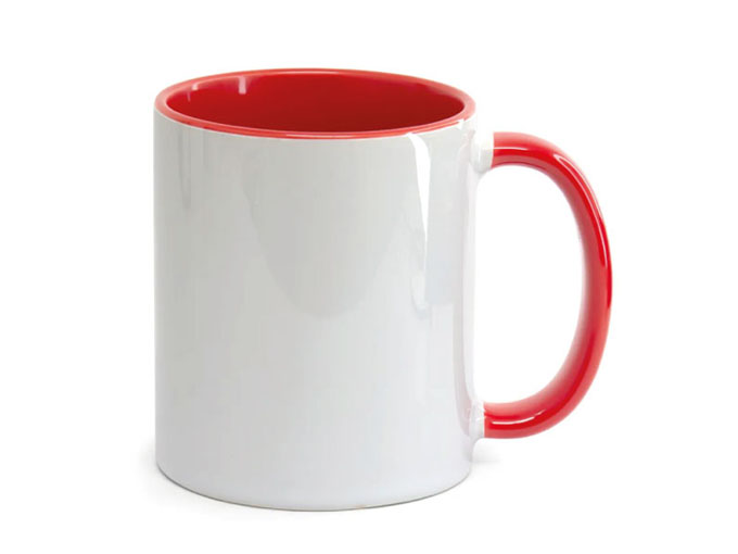 Caneca Cerâmica Alça e Interior Vermelho