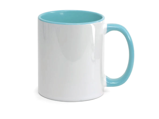 Caneca Cerâmica Alça e Interior Ciano