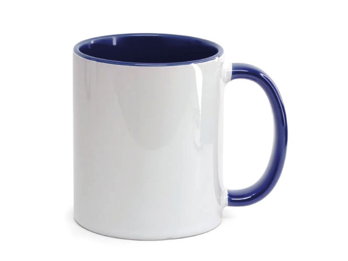 Caneca Cerâmica Alça e Interior Azul marinho