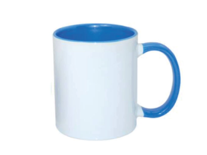 Caneca Cerâmica Alça e Interior Azul claro
