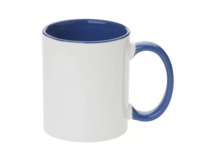 Caneca Cerâmica Alça e Interior Azul Royal