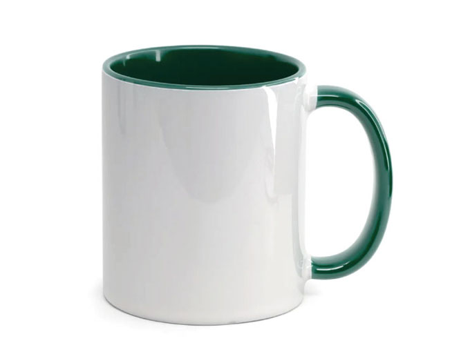Caneca Cerâmica Alça e Interior Verde bandeira