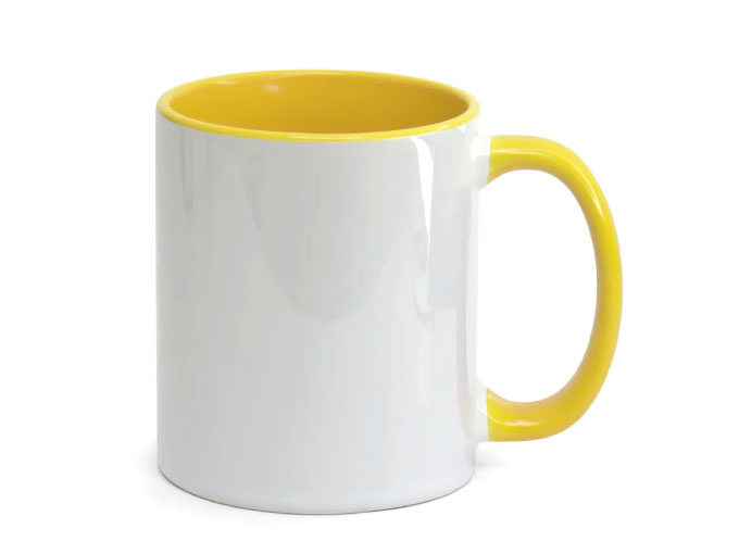 Caneca Cerâmica Alça e Interior Amarelo
