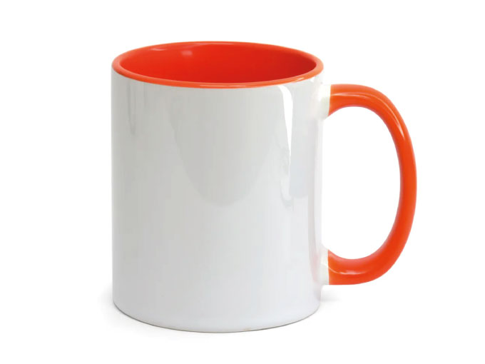 Caneca Cerâmica Alça e Interior Laranja