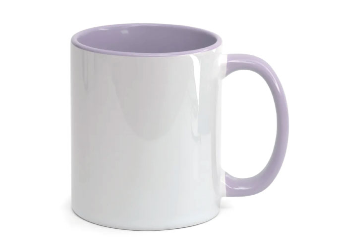 Caneca Cerâmica Alça e Interior Lilás