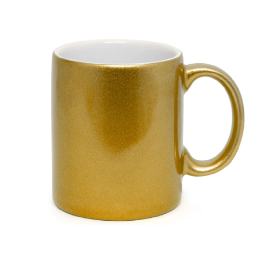Caneca Cerâmica Perolada Dourada
