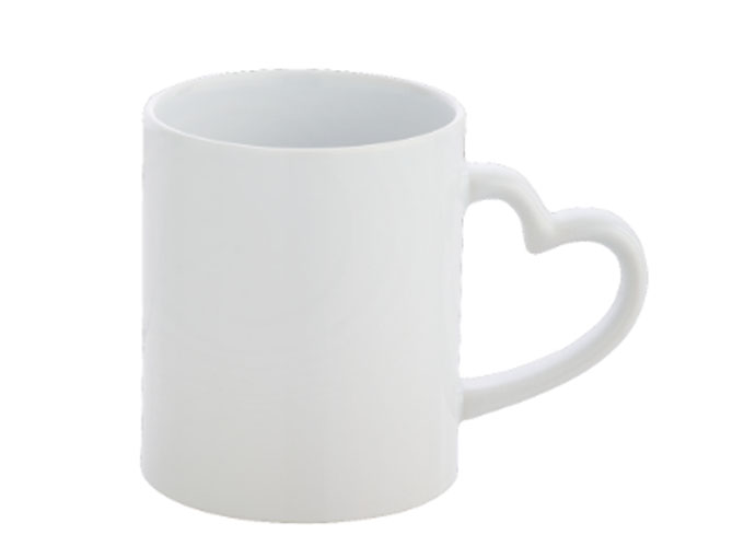 Caneca Cerâmica Alça Coração Branca 325ml