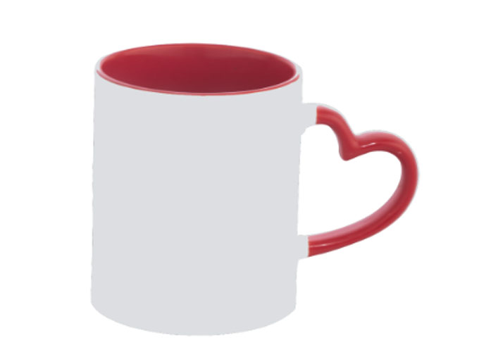 Caneca Cerâmica Alça Coração Vermelho 325ml