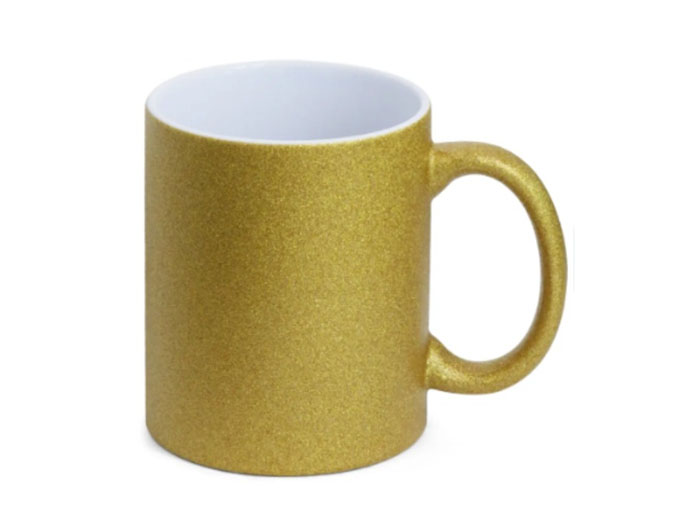 Caneca Cerâmica Glitter Dourada