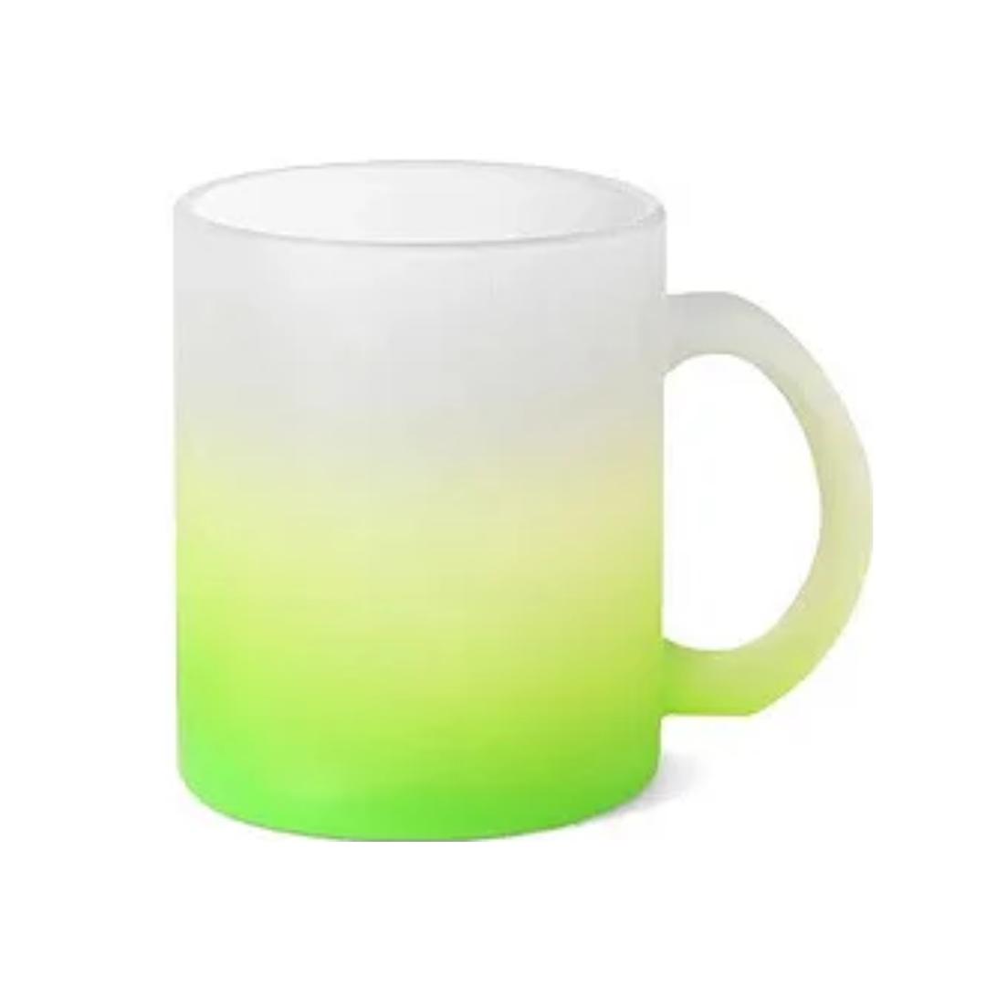Caneca Vidro Jateado Degradê Amarelo Limão 310mL