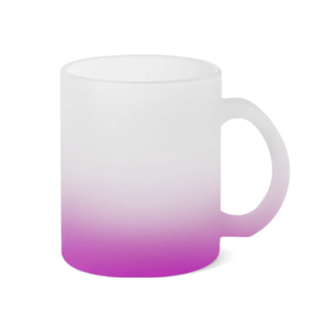 Caneca Vidro Jateado Degradê Roxa 310mL
