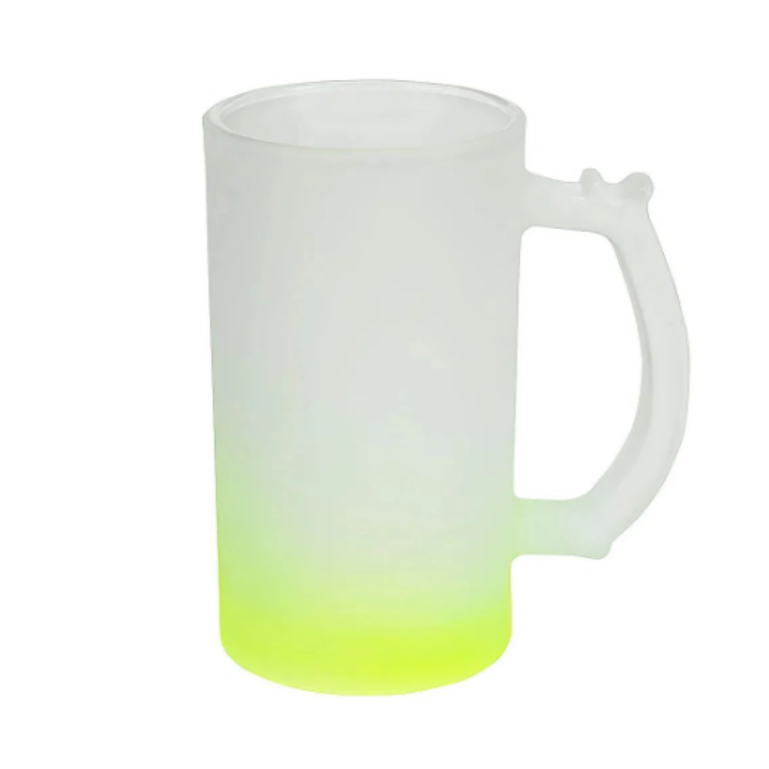 Caneca de Chopp Jateada Degradê Amarelo Limão 475mL