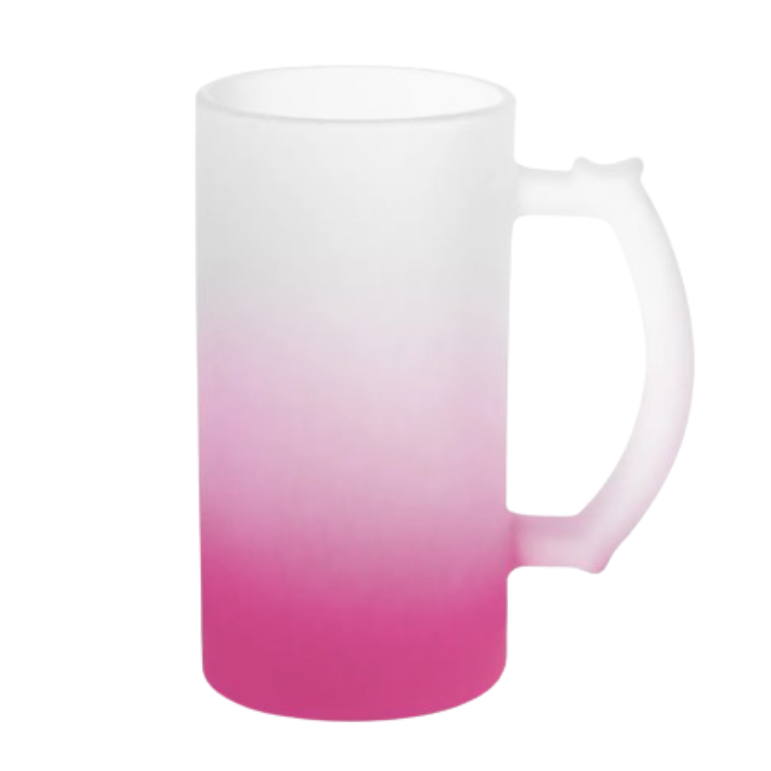 Caneca de Chopp Jateada Degradê Rosa 475mL