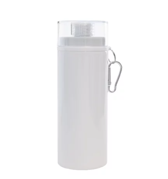 Garrafa de Alumínio Tampa Cristal 600ml Branco