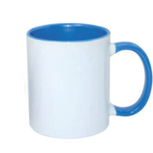 Caneca Cerâmica Alça e Interior Azul claro