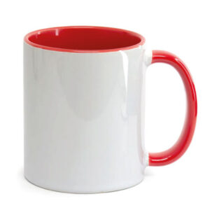 Caneca Cerâmica Alça e Interior Vermelho