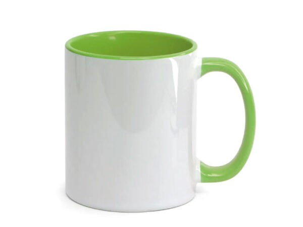 Caneca Cerâmica Alça e Interior Verde claro