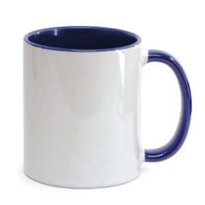 Caneca Cerâmica Alça e Interior Azul marinho
