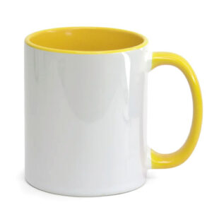 Caneca Cerâmica Alça e Interior Amarelo