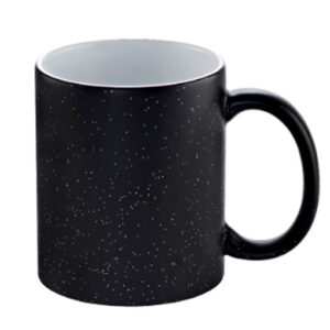 Caneca Cerâmica Mágica Glitter Preta