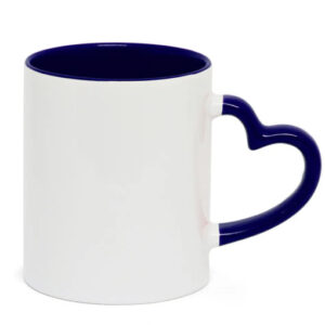 Caneca Cerâmica Alça Coração Azul marinho 325ml