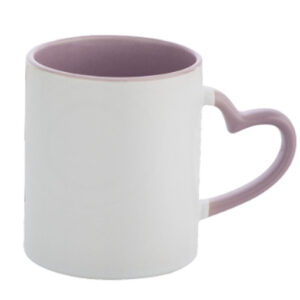 Caneca Cerâmica Alça Coração Lilás 325ml