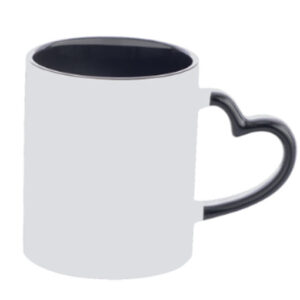 Caneca Cerâmica Alça Coração Preto 325ml