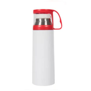 Garrafa Térmica Café Branca com Tampa Vermelha 300ml