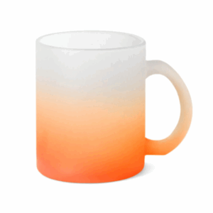 Caneca Vidro Jateado Degradê Laranja 310mL
