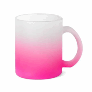 Caneca Vidro Jateado Degradê Rosa 310mL