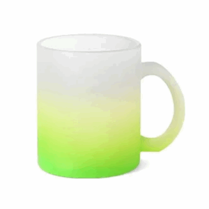 Caneca Vidro Jateado Degradê Amarelo Limão 310mL