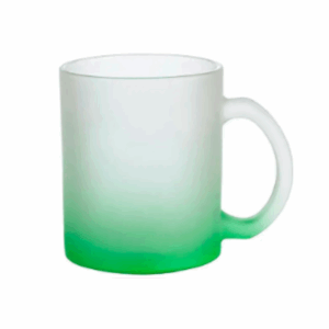 Caneca Vidro Jateado Degradê Verde 310mL