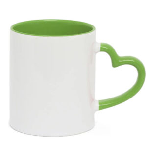 Caneca Cerâmica Alça Coração Verde Claro 325ml