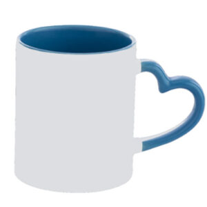 Caneca Cerâmica Alça Coração Azul 325ml