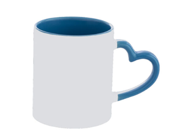 Caneca Cerâmica Alça Coração Azul 325ml