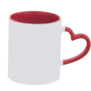Caneca Cerâmica Alça Coração Vermelho 325ml